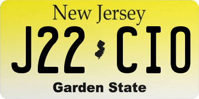 NJ license plate J22CIO