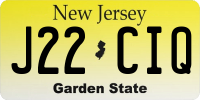 NJ license plate J22CIQ