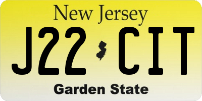 NJ license plate J22CIT