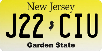 NJ license plate J22CIU