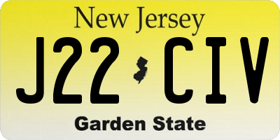 NJ license plate J22CIV
