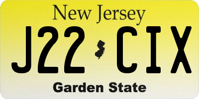 NJ license plate J22CIX