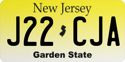 NJ license plate J22CJA