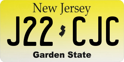 NJ license plate J22CJC