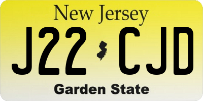 NJ license plate J22CJD