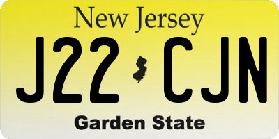 NJ license plate J22CJN