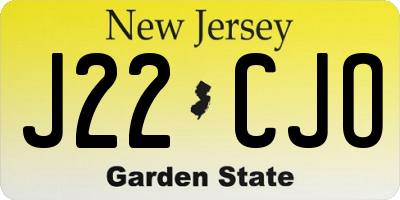 NJ license plate J22CJO