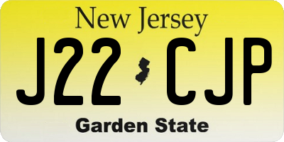NJ license plate J22CJP