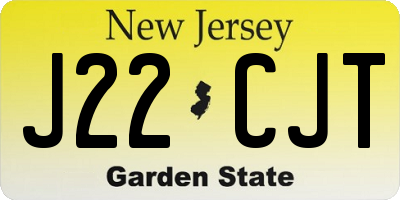NJ license plate J22CJT