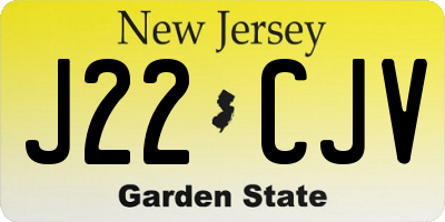 NJ license plate J22CJV