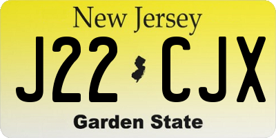 NJ license plate J22CJX