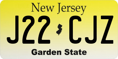 NJ license plate J22CJZ