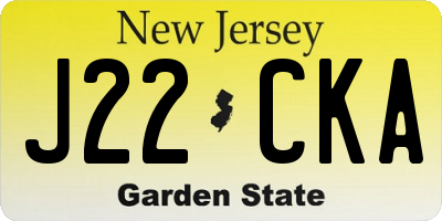NJ license plate J22CKA