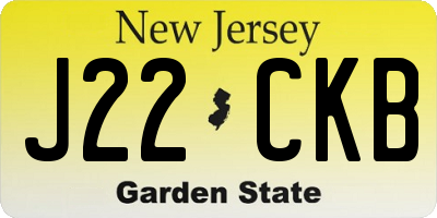 NJ license plate J22CKB