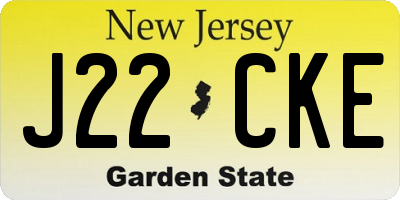 NJ license plate J22CKE
