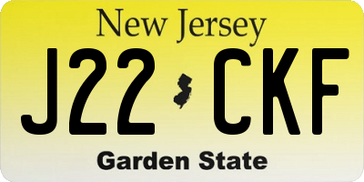 NJ license plate J22CKF