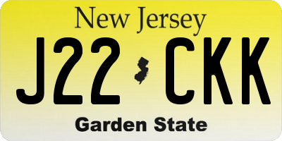 NJ license plate J22CKK
