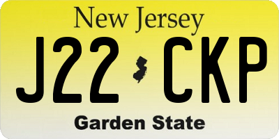 NJ license plate J22CKP