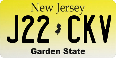 NJ license plate J22CKV