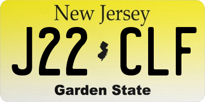 NJ license plate J22CLF