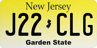 NJ license plate J22CLG