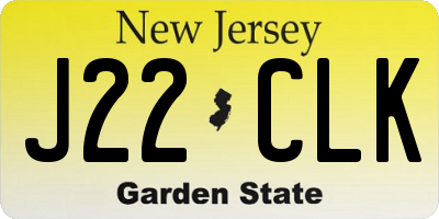 NJ license plate J22CLK