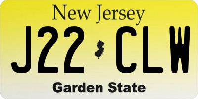 NJ license plate J22CLW