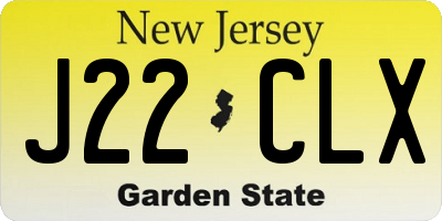 NJ license plate J22CLX