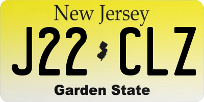 NJ license plate J22CLZ