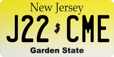 NJ license plate J22CME