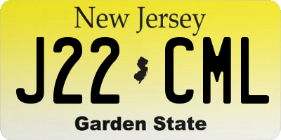 NJ license plate J22CML