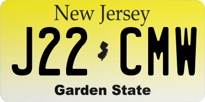 NJ license plate J22CMW