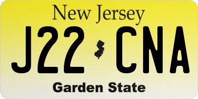 NJ license plate J22CNA