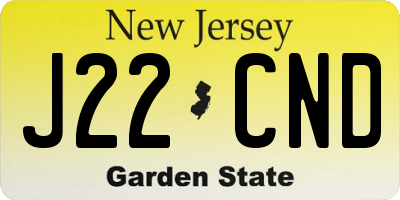 NJ license plate J22CND