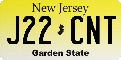 NJ license plate J22CNT