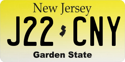 NJ license plate J22CNY