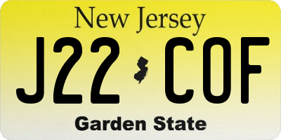 NJ license plate J22COF