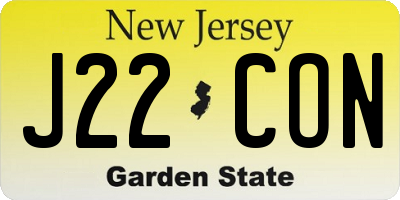 NJ license plate J22CON