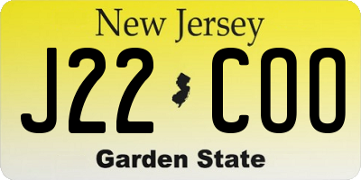 NJ license plate J22COO