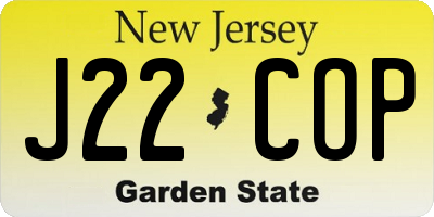 NJ license plate J22COP