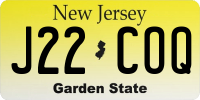 NJ license plate J22COQ