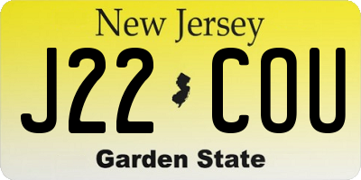 NJ license plate J22COU