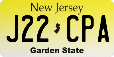 NJ license plate J22CPA