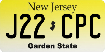 NJ license plate J22CPC