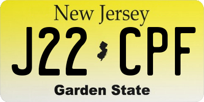 NJ license plate J22CPF