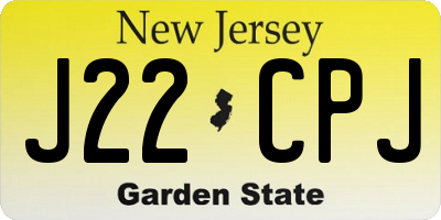 NJ license plate J22CPJ