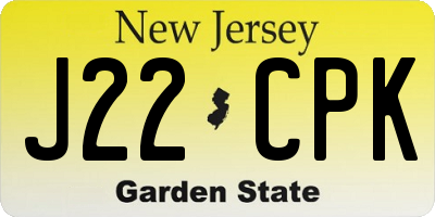NJ license plate J22CPK