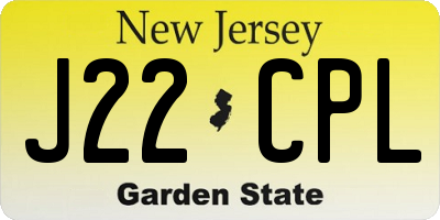 NJ license plate J22CPL