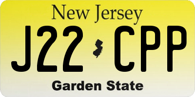 NJ license plate J22CPP