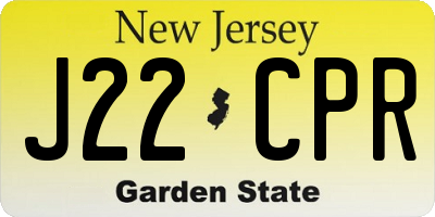 NJ license plate J22CPR